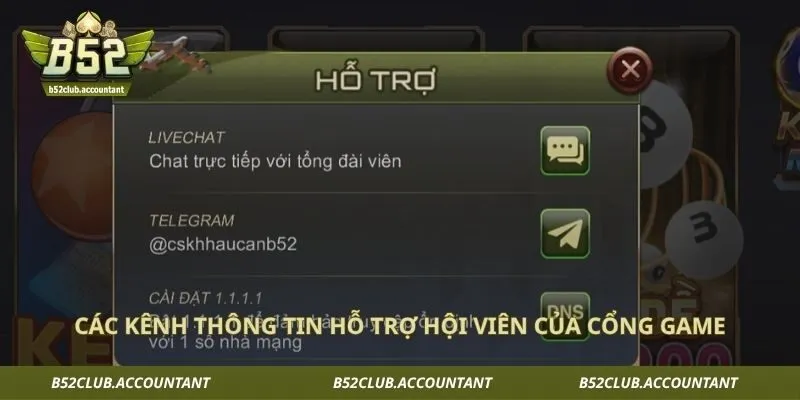 Các kênh thông tin hỗ trợ hội viên của cổng game