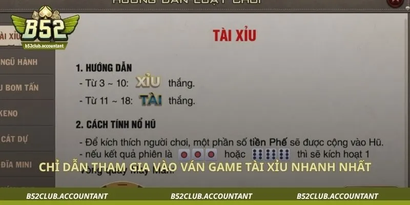 Chỉ dẫn tham gia vào ván game tài xỉu nhanh nhất
