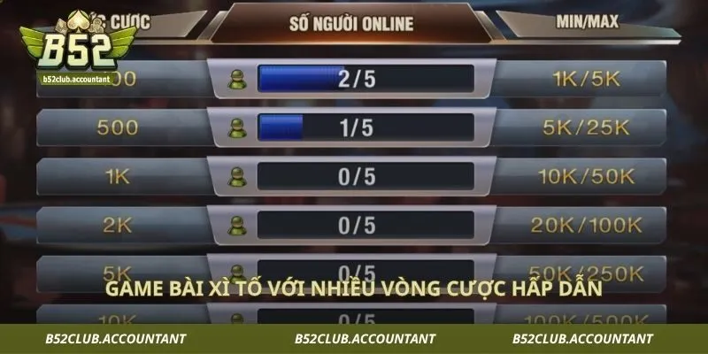 Game bài xì tố với nhiều vòng cược hấp dẫn