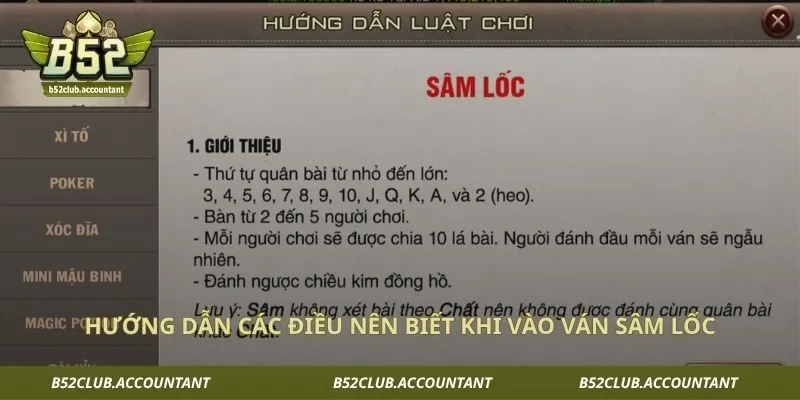 Hướng dẫn các điều nên biết khi vào ván sâm lốc
