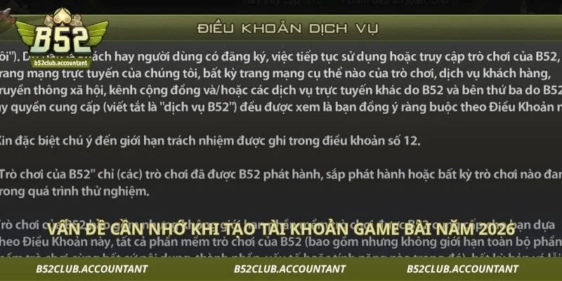 Vấn đề cần nhớ khi tạo tài khoản game bài năm 2026